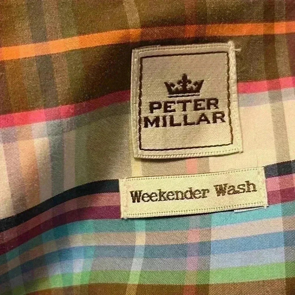 Peter Millar Striped 100% Cotton Button Down/ Button Up Dress Shirt Size Medium - Picture 7 of 9